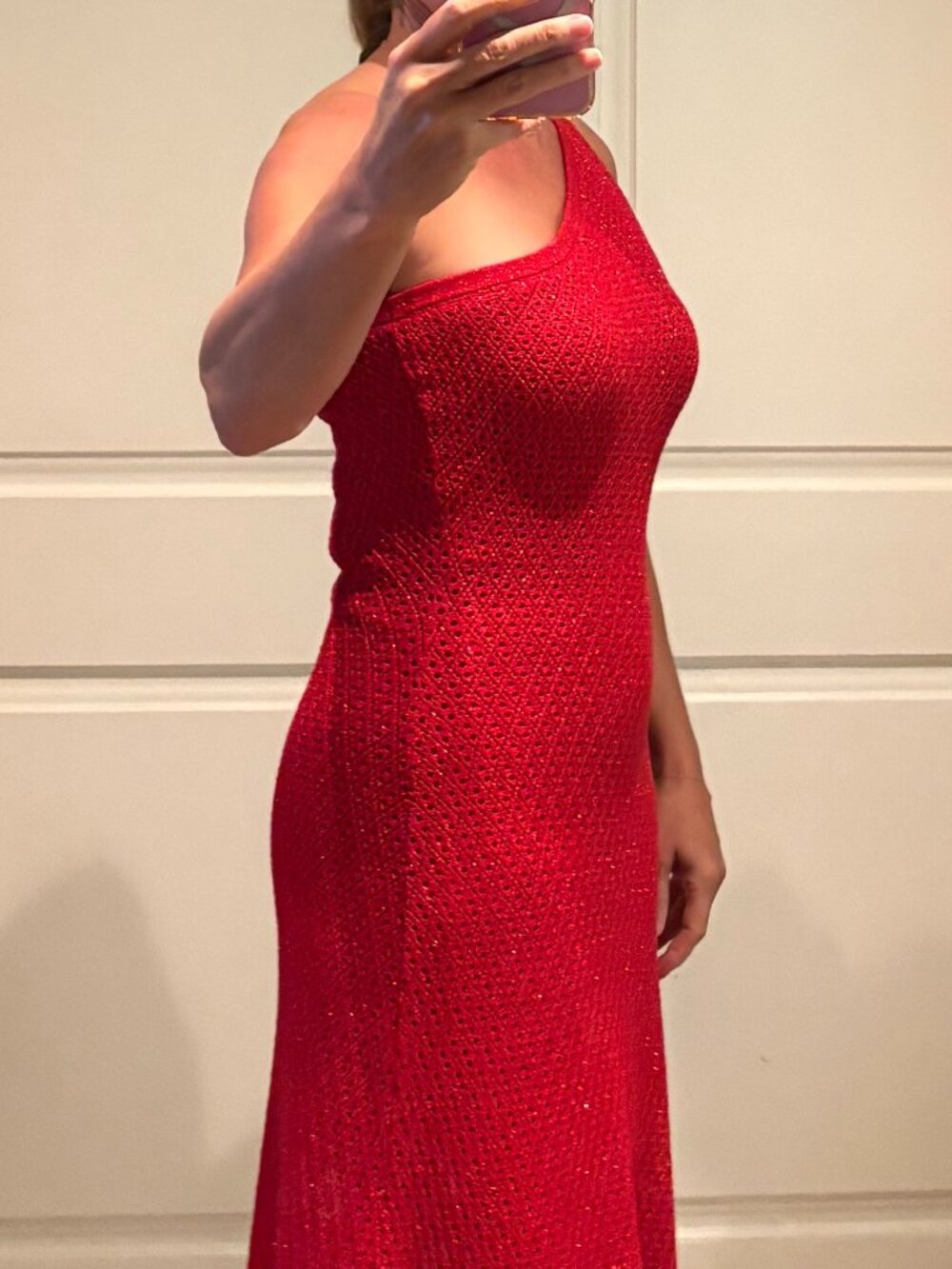 On Shoulder Knit Midi Dress - Losango